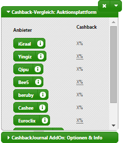 Screenshot CashbackJournal Browser-AddOn