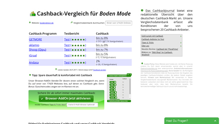 Cashback-Vergleich für Boden Mode - bis zu Bis zu 7,2% Cashback erhalten!