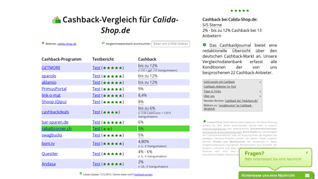 Cashback-Vergleich für Calida-Shop.de - bis zu 8% Cashback erhalten!