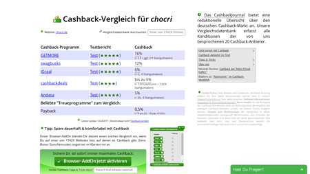 Cashback-Vergleich für chocri - bis zu 12% Cashback erhalten!