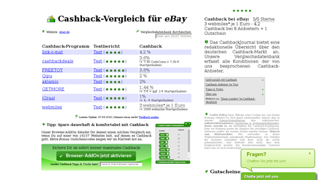 Cashback-Vergleich für eBay - bis zu 4,2% Cashback erhalten!