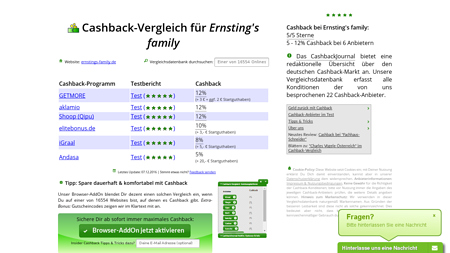 Cashback-Vergleich für Ernsting's family - bis zu 6% Cashback erhalten!
