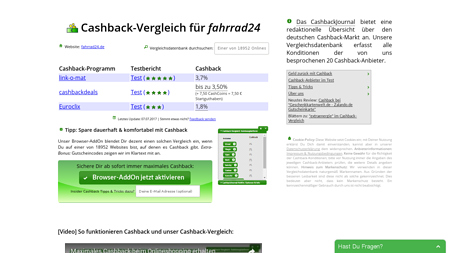 Cashback-Vergleich für fahrrad24 - bis zu 2,3% Cashback erhalten!