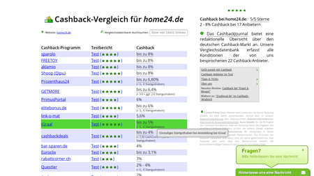 Cashback-Vergleich für Home24  - bis zu 5% Cashback erhalten!