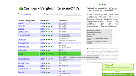 Cashback-Vergleich für Home24  - bis zu  4,5% Cashback erhalten!