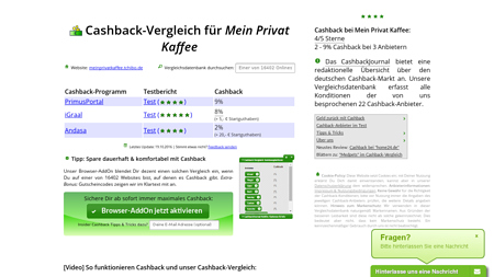 Cashback-Vergleich für Tchibo - bis zu 34,8% Cashback erhalten!