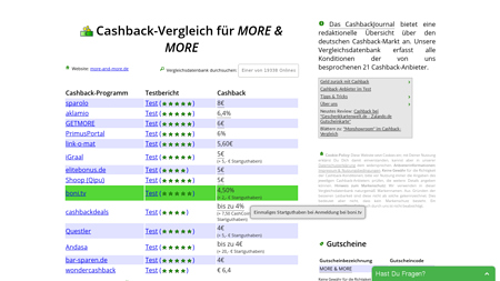 Cashback-Vergleich für MORE & MORE - bis zu 8€ Cashback erhalten!