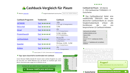 Cashback-Vergleich für Pixum - bis zu 8,50% Cashback erhalten!