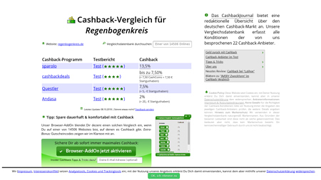 Cashback-Vergleich für Regenbogenkreis - bis zu 10% Cashback erhalten!