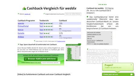 Cashback-Vergleich für weddix - bis zu 3,9% Cashback erhalten!