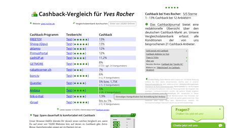 Cashback-Vergleich für Yves Rocher - bis zu 6% Cashback erhalten!